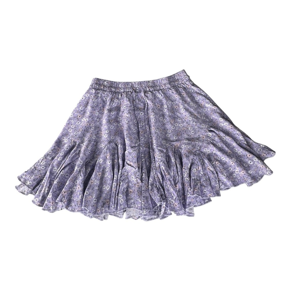 Aeropostale Y2K Mini‎ Skirt Women Medium Purple Floral Tie Waist Flippy Pleat